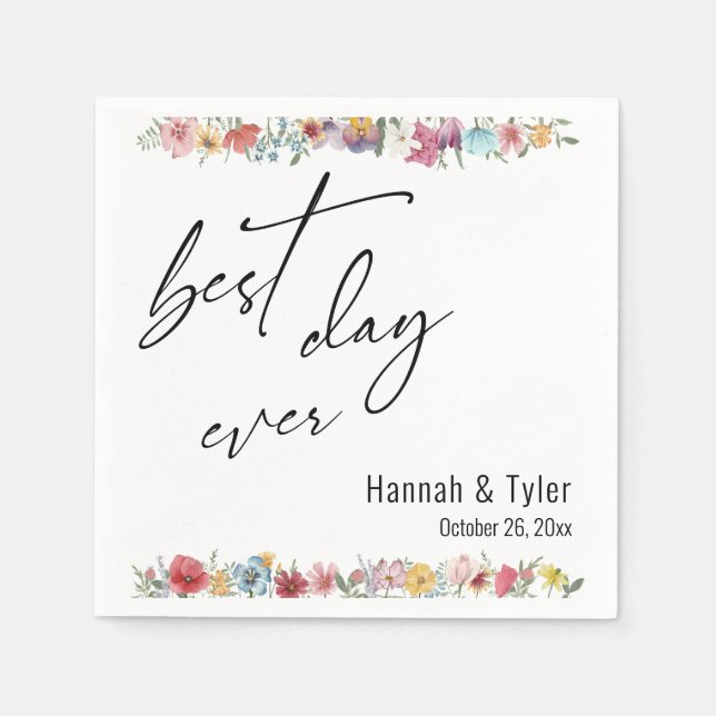 Gräns av färgen Meadow Wildblomma Pappersservett (Framsidan)