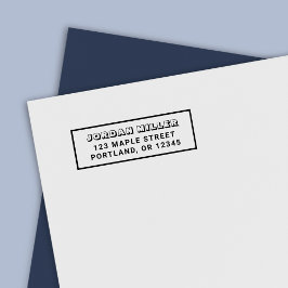 Gräns Blocky och Namn Returadress Bold Självfärgande Stämpel