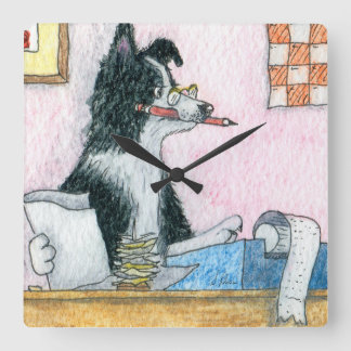 Gräns Collie Accountant Fyrkantig Klocka