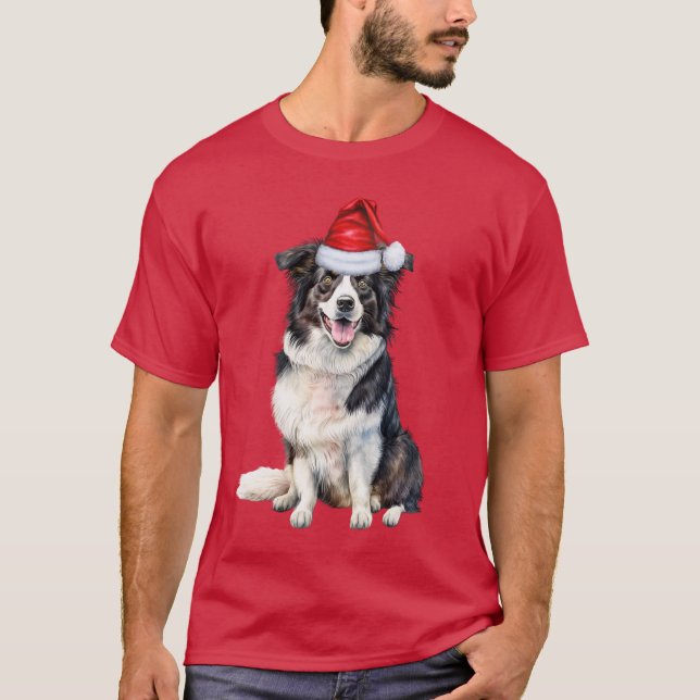 Gräns Collie Älskare Funny jul Hund Helgdag T Shirt (Framsida)