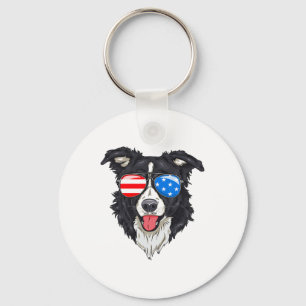 Gräns Collie Älskare Patriotic Hund 4 juli Amer Nyckelring