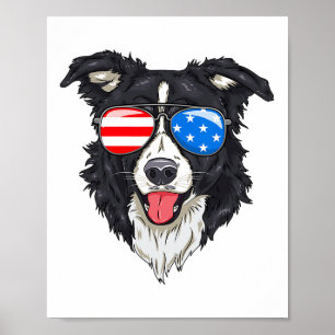 Gräns Collie Älskare Patriotic Hund 4 juli Amer Poster