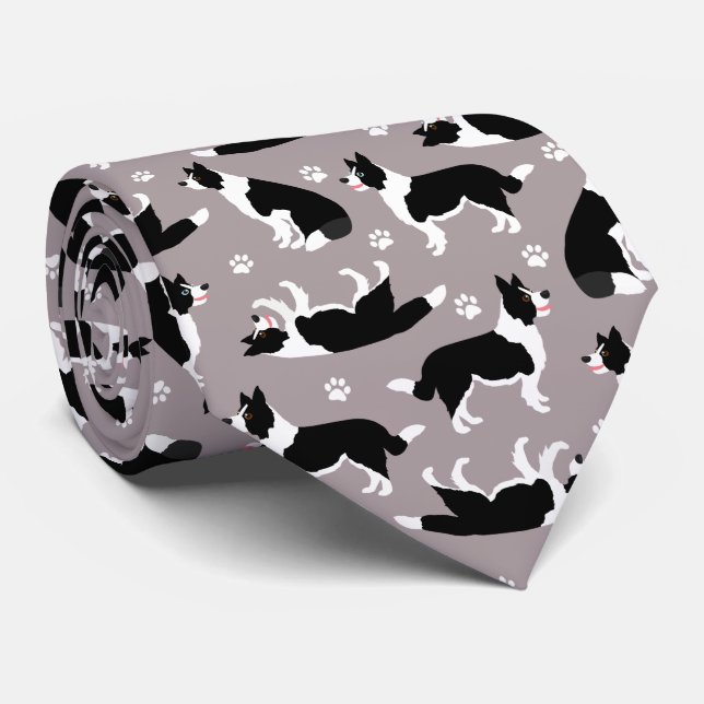 Gräns Collie and Paw Print Neck Tie Slips (Rullad)