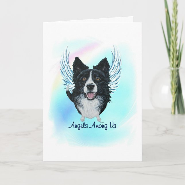 Gräns Collie Angel Hund Pet Loss Sympatard Tack Kort (Framsida)