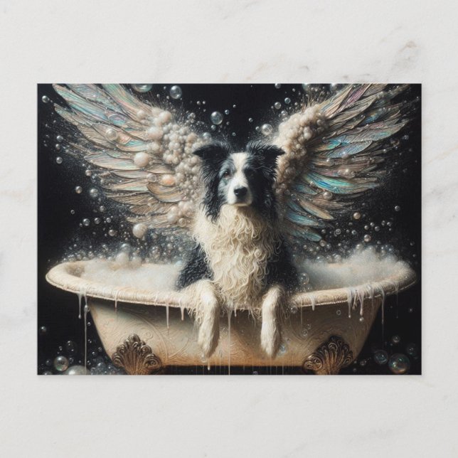 Gräns Collie Angel i Bubblebadet Vykort (Framsida)