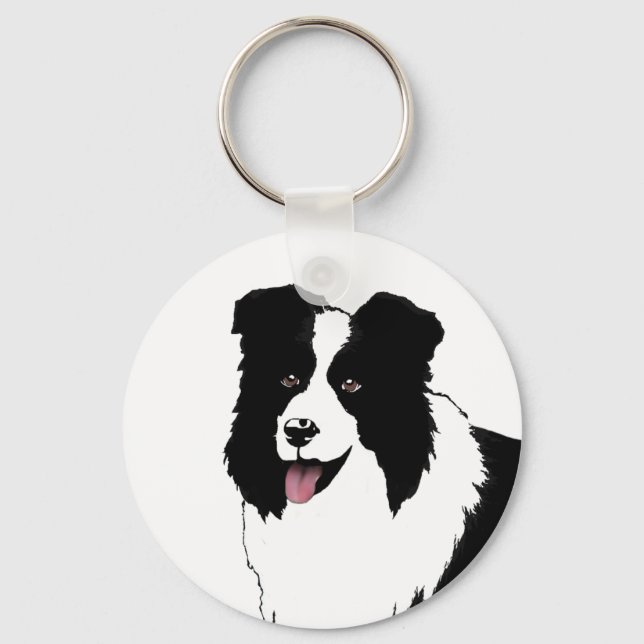 Gräns Collie Anpassa textbakgrund Färg Nyckelring (Framsida)