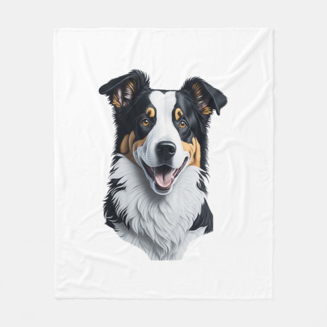 Gräns Collie ansikte Fleecefilt (Framsidan)