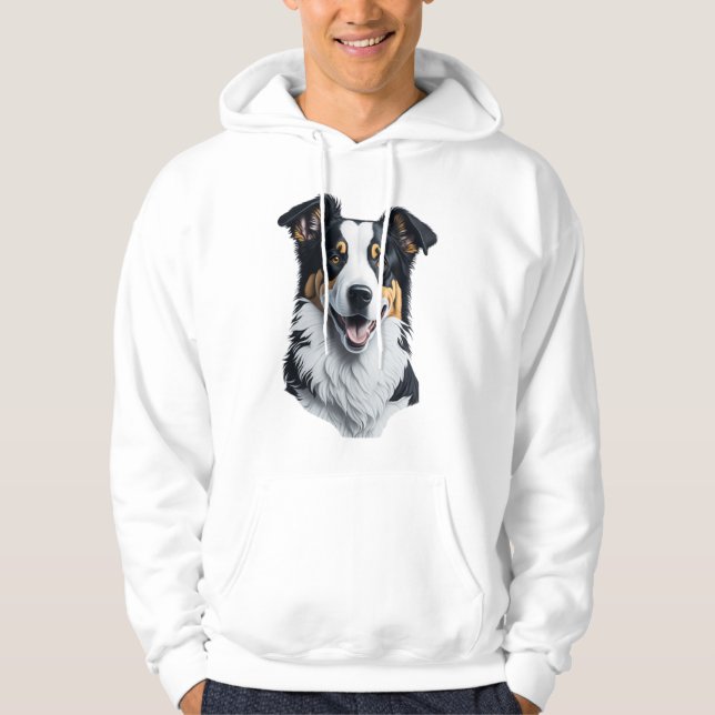 Gräns Collie ansikte Hoodie (Framsida)