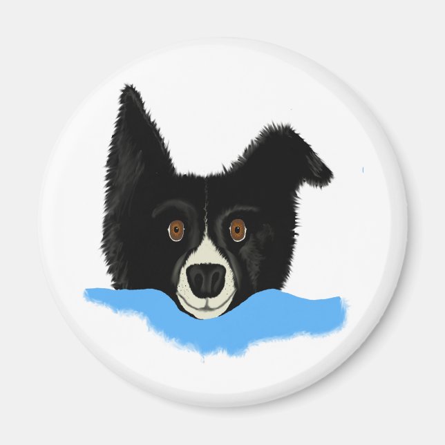 Gräns Collie Ansikte Magnet (Framsidan)