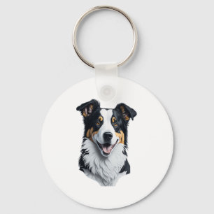 Gräns Collie ansikte Nyckelring