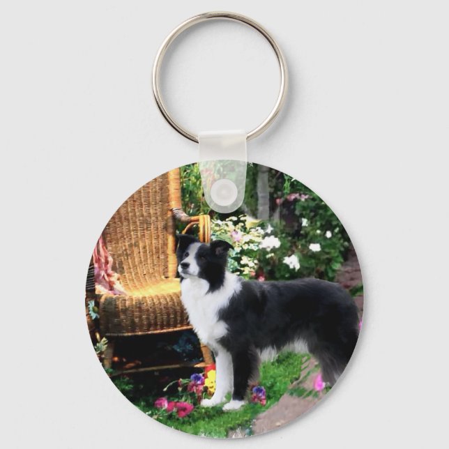 Gräns Collie Art Gifts Nyckelring (Framsida)