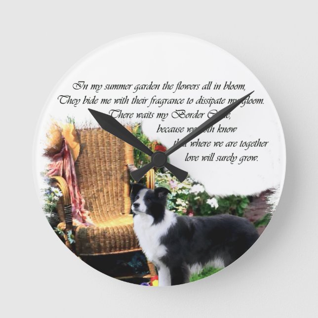 Gräns Collie Art Gifts Rund Klocka (Framsida)