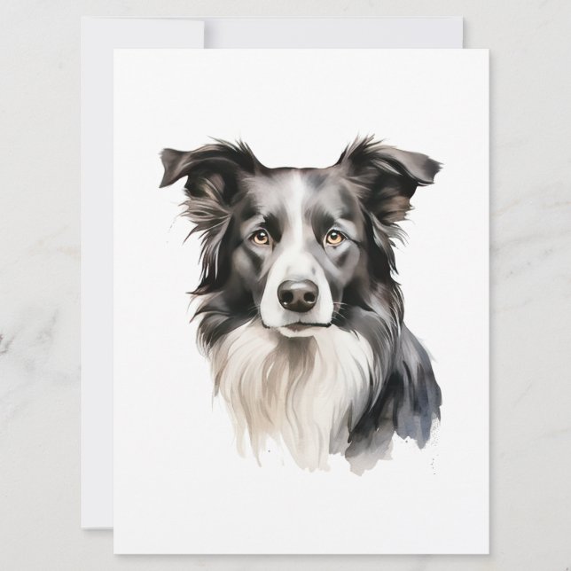 Gräns Collie art Gräns Collie print Gräns Colli Spara Datumet (Framsida)