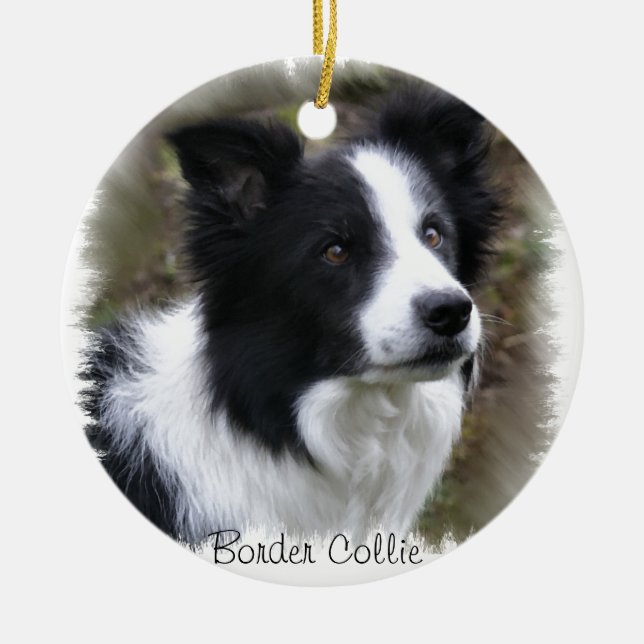 Gräns Collie Art Julgransprydnad Keramik (Framsidan)