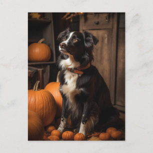Gräns Collie Autumn Pumpkins Vykort
