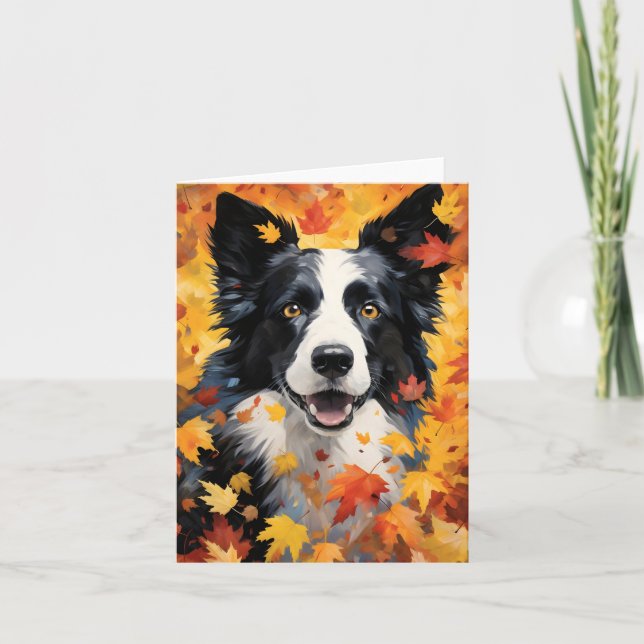 Gräns Collie Autumn Thanksgiving Kort (Framsida)