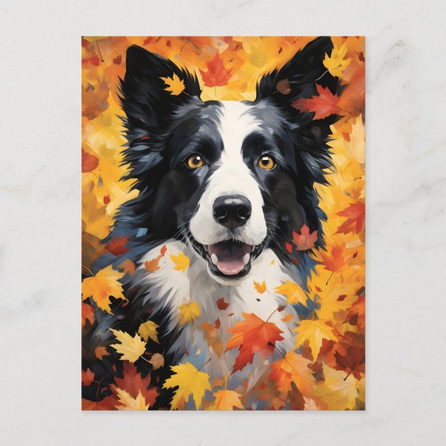 Gräns Collie Autumn Thanksgiving Vykort (Framsida)