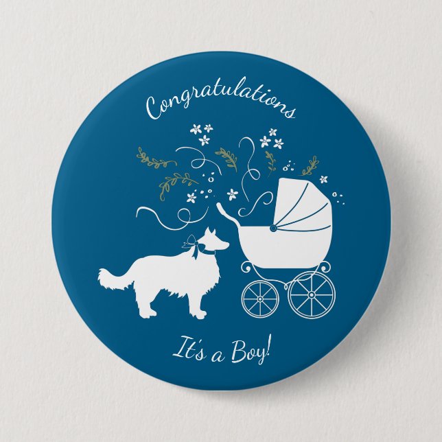 Gräns Collie Baby Shower Knapp (Framsida)