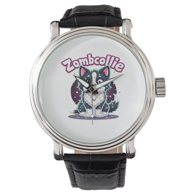 Gräns Collie BC Zombie Hund Halloween Essential T- Armbandsur (Framsida)