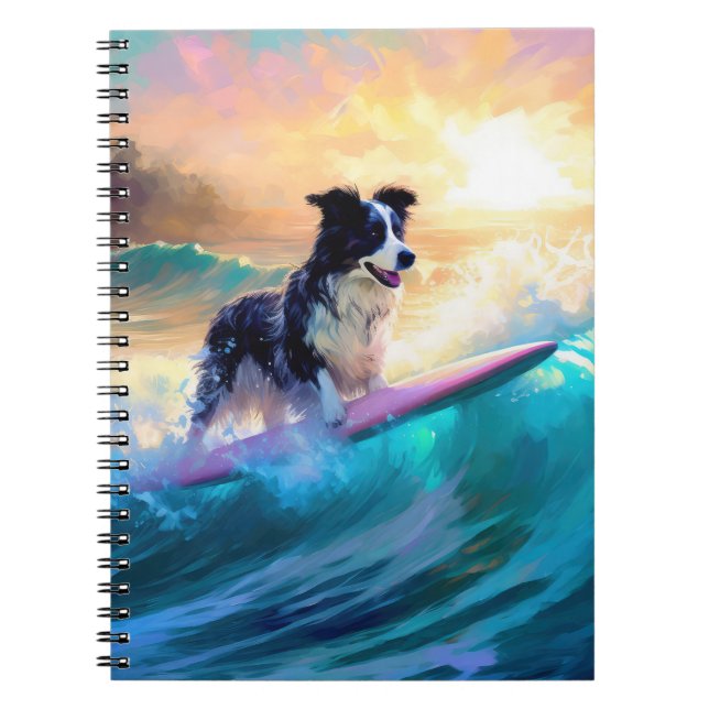 Gräns Collie Beach Surfing Painting Anteckningsbok (Framsidan)