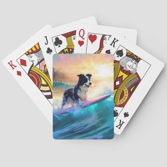 Gräns Collie Beach Surfing Painting Casinokort (Baksidan)