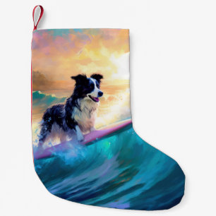 Gräns Collie Beach Surfing Painting Liten Julstrumpa