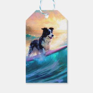 Gräns Collie Beach Surfing Painting Presentetikett