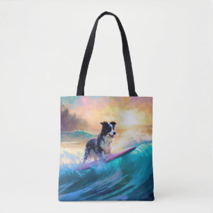 Gräns Collie Beach Surfing Painting Tygkasse