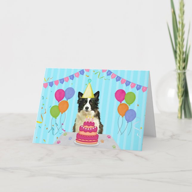 Gräns Collie Birthday Helgdag Card Kort (Framsida)