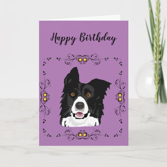 Gräns Collie Birthday Kort (Framsida)