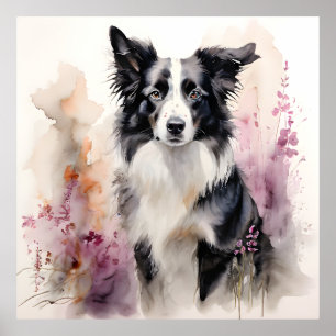 Gräns Collie Bläck Porträtt Poster