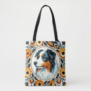 Gräns Collie Blomsterträdgård Tygkasse