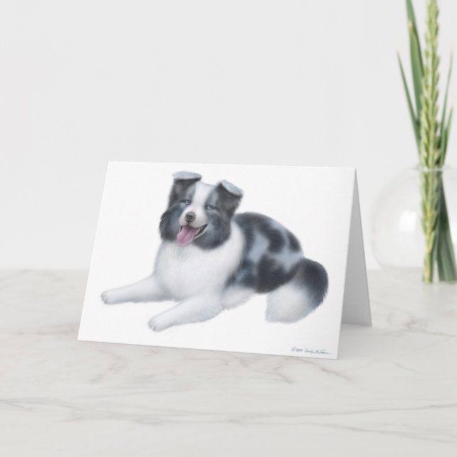 Gräns Collie Blue Merle Greeting Card Kort (Framsida)