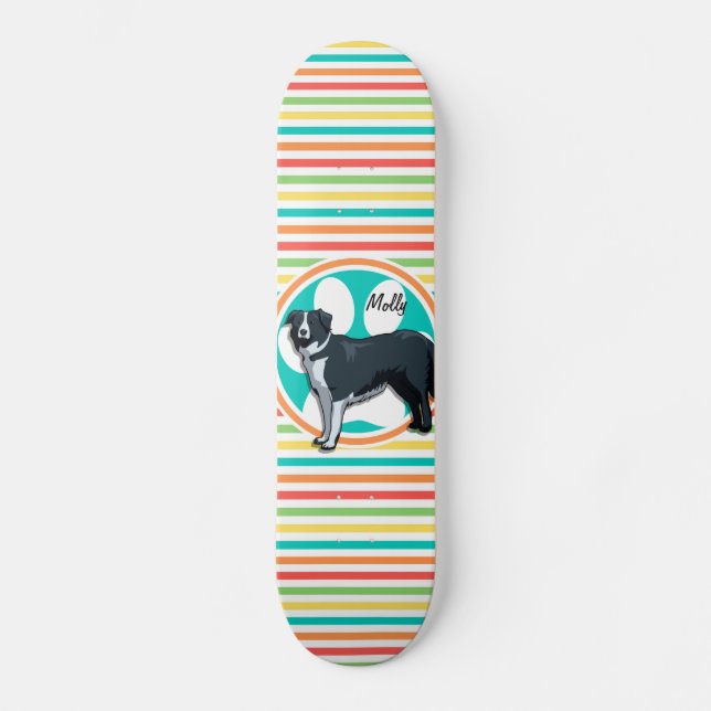 Gräns Collie, Bright Rainbow Rand Skateboard Bräda 21,5 Cm (Framsida)