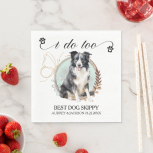 Gräns Collie Bröllop Napkins with Hundar Photo Pappersservett