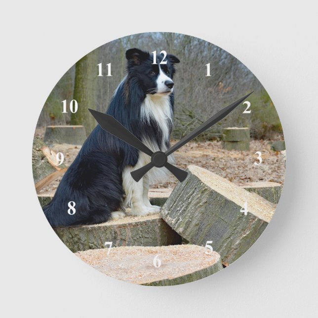 Gräns Collie Clock Rund Klocka (Framsida)