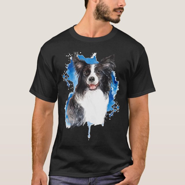Gräns Collie Colorful Hund älskare T Shirt (Framsida)