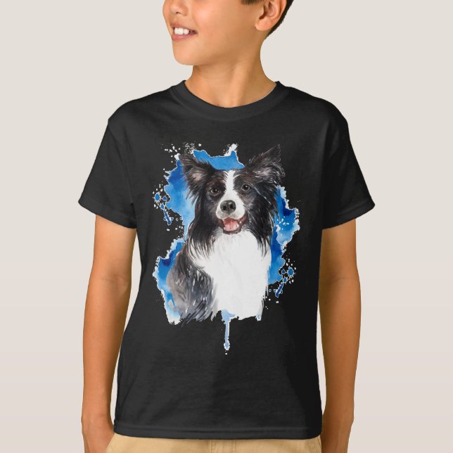 Gräns Collie Colorful Hund älskare T Shirt (Framsida)