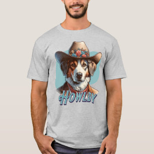 Gräns Collie Cowboy Hund Punny Howldy Hund T Shirt