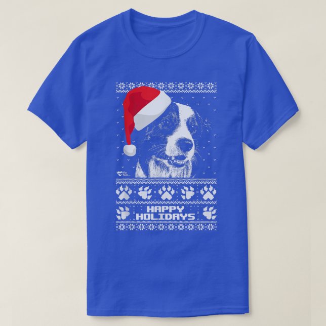 Gräns Collie Cute Glad helg jul T Shirt (Design framsida)