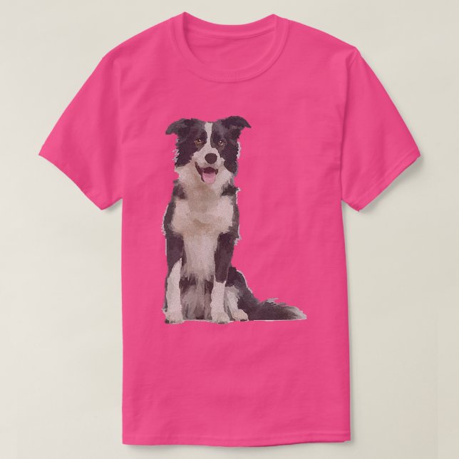 Gräns Collie Cute White Hund T Shirt (Design framsida)