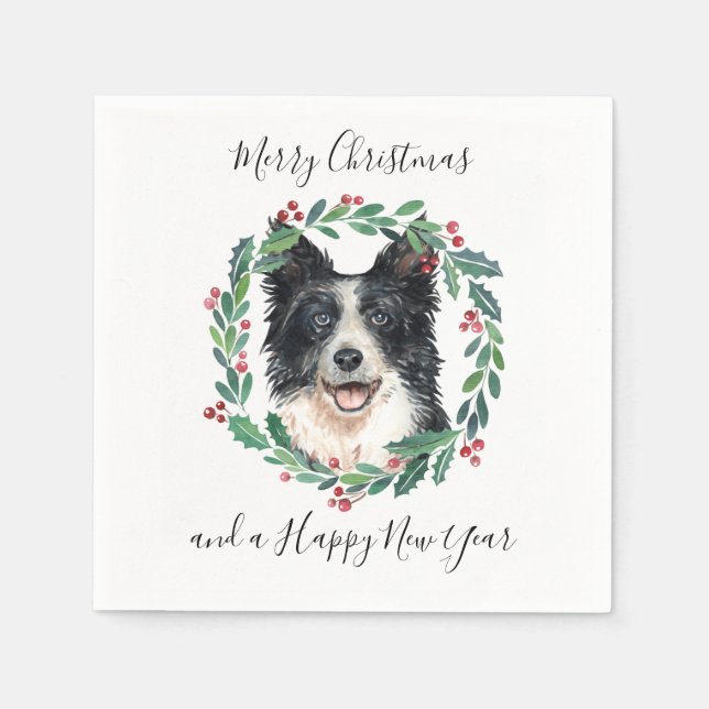 Gräns Collie Elegant Hund God jul Pappersservett (Framsidan)