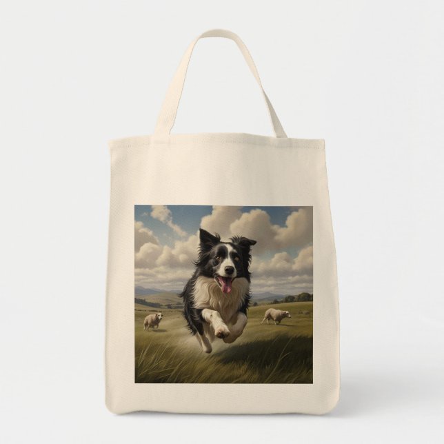 Gräns Collie Elegant Livsmedel Tote Bag Tygkasse (Framsidan)