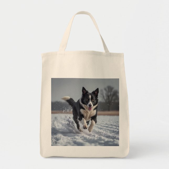 Gräns Collie Elegant Livsmedel Tote Bag Tygkasse (Framsidan)