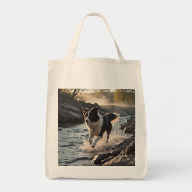 Gräns Collie Elegant Livsmedel Tote Bag Tygkasse (Framsidan)