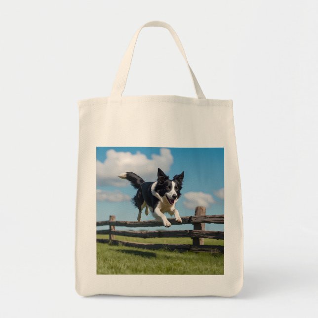 Gräns Collie Elegant Livsmedel Tote Bag Tygkasse (Framsidan)
