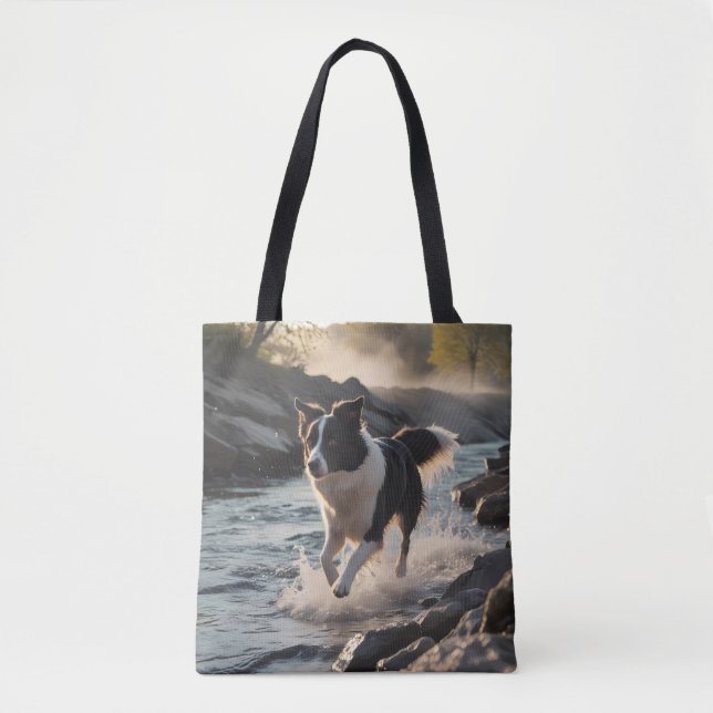 Gräns Collie Elegant Shoulder Tote Bag Tygkasse (Framsida)