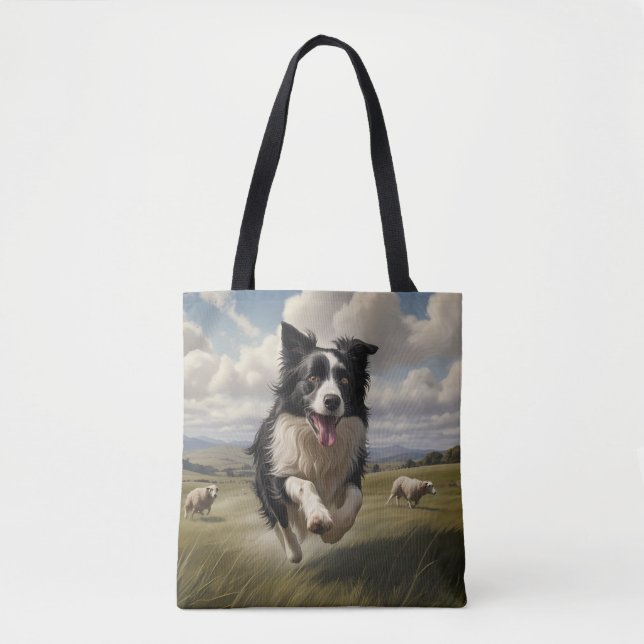 Gräns Collie Elegant Shoulder Tote Bag Tygkasse (Framsida)