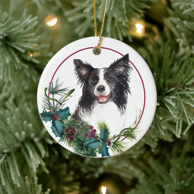 Gräns Collie Evergreen Berry Wandan Julgransprydnad Keramik (Träd)