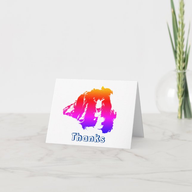 Gräns Collie Färg Silhouette Hund tackkort (Framsida)